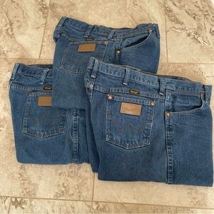 3 Pairs Men's Wrangler Blue Jeans, LNC 36x34